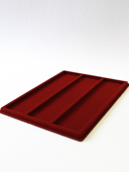 Планшет S (234х296х12 мм) на 3 ячейки (63х267х8 мм), тёмно-бордовый