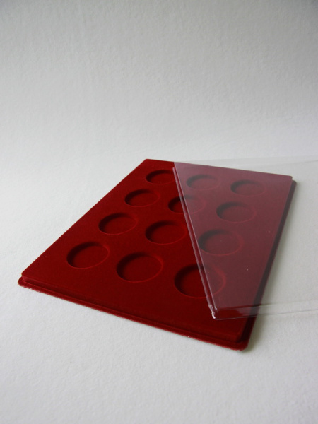  Планшет S (234х296х12 мм) для монет в капсулах d-46 мм (12 ячеек (4 по горизонтали, 3 по вертикали)), тёмно-бордовый