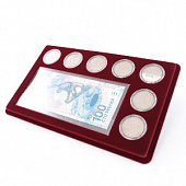 Планшет M (146х236х12 мм) для банкноты Сочи-2014 в чехле и 7 монет Сочи-2014 в капсулах Leuchtturm