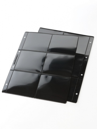 Листы-обложки ГРАНДЕ (Россия) (250х311 мм) с чёрной основой на 6 ячеек (110х93 мм). Двусторонний. Упаковка из 10 листов. Albommonet, ЛБЧ6