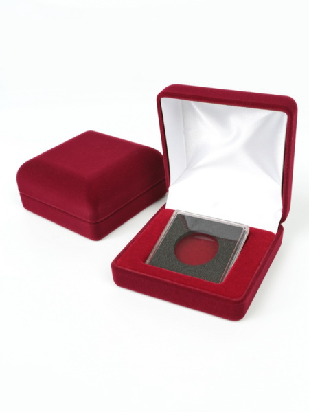  Футляр (80х80х40 мм) для монеты в капсуле Quadrum (50х50х6 мм), светло-бордовый