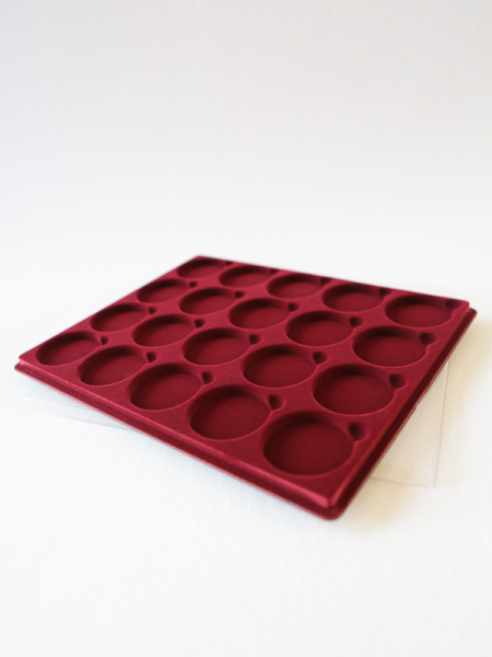  Планшет S (234х296х12 мм) для монет в капсулах d-50 мм (20 ячеек), тёмно-бордовый