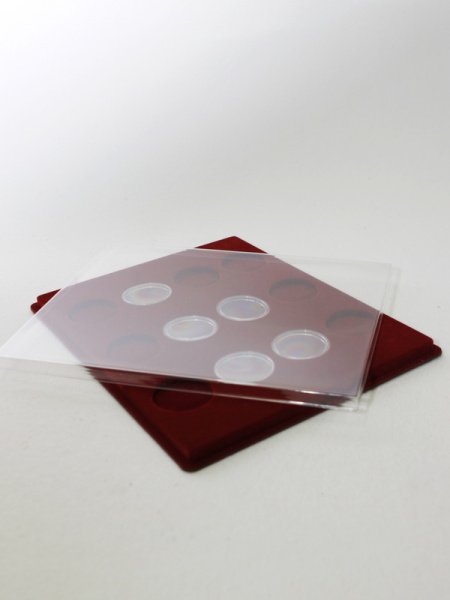  Планшет S (234х296х12 мм) для монет в капсулах d-46 мм (12 ячеек (3 по горизонтали, 4 по вертикали)), тёмно-бордовый