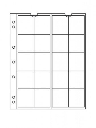 Лист-обложка для монет NUMIS 34 (193х217 мм) из прозрачного пластика на 20 ячеек (37х38 мм). Диаметр 34 мм. Leuchtturm, 338571/1