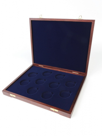 Футляр деревянный Vintage S (305х247х40 мм) для серии из 10 монет «The Queen's Beasts» (5 pounds, 2 oz silver proof) в капсулах
