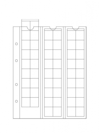 Лист-обложка OPTIMA 20 (202х252 мм) из прозрачного пластика на 54 ячейки (24х25 мм). Диаметр 20 мм. Leuchtturm, 315033/1