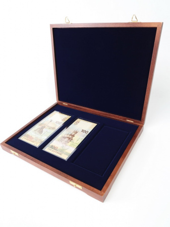 Футляр деревянный Vintage S (305х247х40 мм) для 3 банкнот в защитной обложке PREMIUM 160