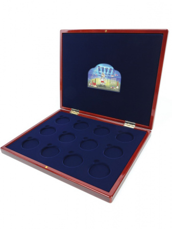 Деревянный бокс Volterra Piano (304х243х33 мм) для 12 серебряных монет Чемпионат мира по футболу 2018 в капсулах. Талисман