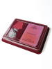 Сувенирная упаковка (181х142х22 мм) под Медаль ордена «За заслуги перед Отечеством» и удостоверение (76х106х6 мм),  тёмно-бордовый