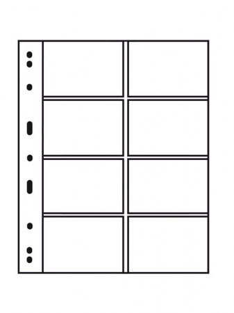 Листы-обложки VARIO 4VC (216х280 мм) из прозрачного пластика на 8 ячеек (97х63 мм). Упаковка из 5 листов. Leuchtturm, 318300