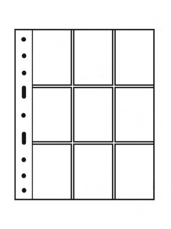 Листы-обложки GRANDE 3/3C (242х312 мм) из прозрачного пластика на 9 ячеек (68х98 мм). Упаковка из 5 листов. Leuchtturm, 323456