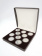Футляр из искусственной кожи (190х190х50 мм) для 10 монет в капсулах (диаметр 44 мм). Шоколадный