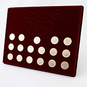 Планшет S (234х296х12 мм) для 16+1 монет серий «XXXI Летние Олимпийские игры 2016 года в Рио-де-Жанейро», «Передача Олимпийского флага»
