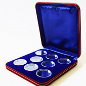 Футляр замшевый (182х202х36 мм) на 8 монет в капсулах (диаметр 46 мм)