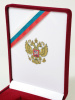  Футляр (90х124х32 мм) под орден на пятиугольной колодке, в крышке лента и герб РФ, светло-бордовый/персонализация