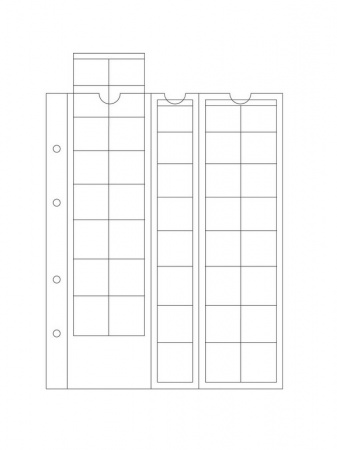 Лист-обложка OPTIMA EURO (202х252 мм) из прозрачного пластика на 40 ячеек (для пяти наборов монет Евро). Leuchtturm, 308740/1