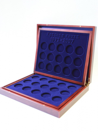 Футляр деревянный Volterra Trio de Luxe (331х271х56 мм). 3 уровня. Для серии монет 1 рубль серебра «Красная книга» 1993-2007гг.