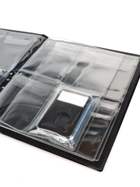 Карманный монетный альбом 192х232х13 мм для размещения 16 слабов, тёмно-бордовый