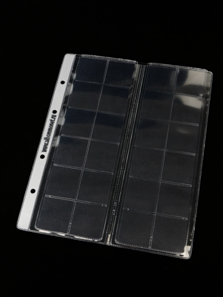 Лист формата ОПТИМА (Россия) (200х250 мм) с выдвижными секциями на 24 ячейки. Для монет диаметром до 33 мм. Professional. Albommonet, ЛМ24СК