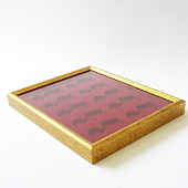 Багетная рамка S золотого цвета под 10 медалей РФ d-32 мм с пятиугольной колодкой
