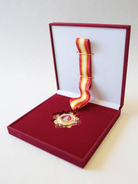 Флокированный футляр (160х160х33 мм) под знак на ленте