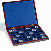 Футляр деревянный Volterra Uno (304х244х31 мм) для монет 2 евро в капсулах или золотых монет номиналом 100 евро в оригинальных капсулах. Leuchtturm, 322330