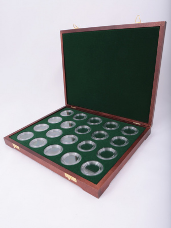 Футляр деревянный Vintage S (305х247х40 мм) на 20 монет в капсулах (диаметр 44 мм)