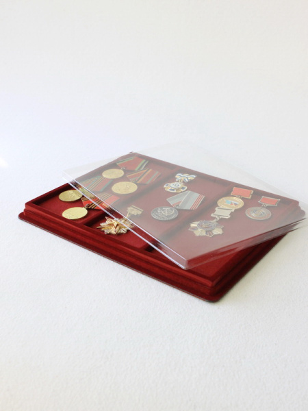 Планшет S (243х304х21 мм) на 3 ячейки (209х85х18 мм) (с поролоновой вставкой), тёмно-бордовый Планшет S (243х304х21 мм) на 3 ячейки (209х85х18 мм) (с поролоновой вставкой), тёмно-бордовый