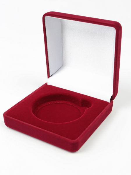 Футляр (92х92х40 мм) для монеты в капсуле (диаметр 58 мм), светло-бордовый  Футляр (92х92х40 мм) для монеты в капсуле (диаметр 58 мм), светло-бордовый