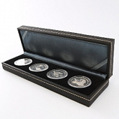Футляр из искусственной кожи (243х78х42 мм) для 4 монет в капсулах (диаметр 44 мм)