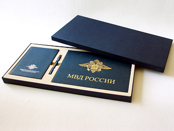 Флокированный ложемент под набор из 3 предметов (ежедневник, планинг и ручка). Для МВД России