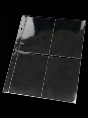 Лист формата ОПТИМА (Россия) (201х252 мм) из прозрачного пластика на 4 ячейки (88х117 мм). СомС, ЛБ4-O