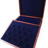 Футляр деревянный Volterra Quattro (331х271х70 мм). 4 уровня. Для 87 монет в капсулах (диаметр 46 мм). «Монеты России»