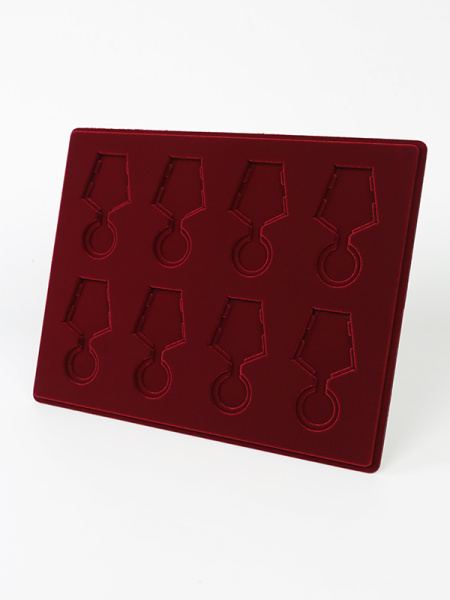 Планшет S (234х296х12 мм) на 8 медалей РФ d-32 мм с пятиугольной колодкой, тёмно-бордовый Планшет S (234х296х12 мм) на 8 медалей РФ d-32 мм с пятиугольной колодкой, тёмно-бордовый