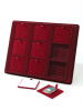  Планшет S (243х304х21 мм) на 9 ячеек (66х72х8 мм) (с флокированными вставками), тёмно-бордовый