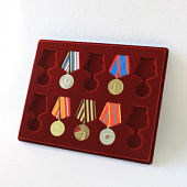 Планшет S (234х296х12 мм) на 10 медалей РФ d-32 мм с пятиугольной колодкой