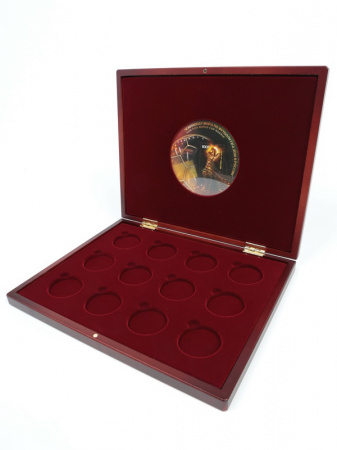 Футляр деревянный Volterra Uno (304х244х31 мм) для 12 серебряных монет Чемпионат мира по футболу 2018 в капсулах. Кубок