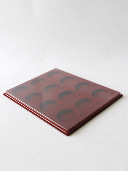  Планшет S (234х296х12 мм) для монет в капсулах d-58 мм (12 ячеек), тёмно-бордовый