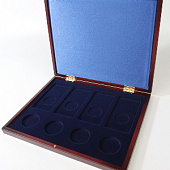 Футляр деревянный Volterra Uno (304х244х31 мм) для 4 цветных монет 25 рублей в блистере и 4 серебряных монет 3 рубля в капсулах