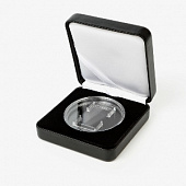Футляр Nobile из искусственной кожи (67х67х26 мм) для 1 монеты в капсуле (диаметр 46 мм). Чёрный