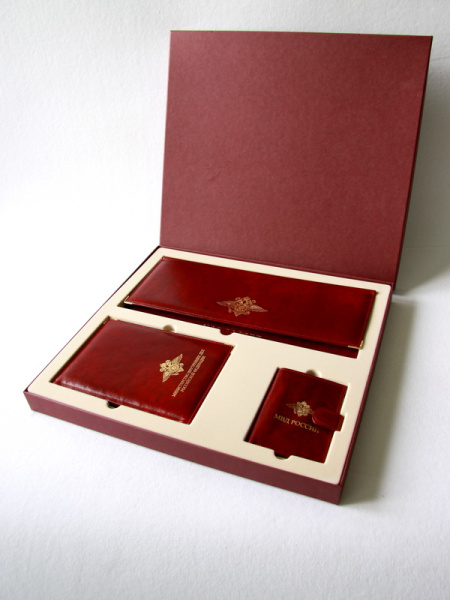 Флокированный ложемент для 3 предметов (ежедневник, планинг и кошелек). Для МВД России