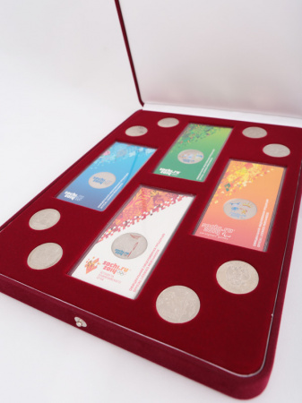 Футляр (220х300х50 мм) для 4 Олимпийских монет Сочи-2014 в блистере и 8 Олимпийских монет Сочи-2014  без капсул
