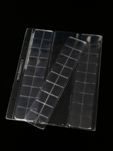 Лист формата ОПТИМА (Россия) (200х250 мм) с выдвижными секциями на 54 ячейки. Для монет диаметром до 19 мм. Standart. Albommonet, ЛМ54СК