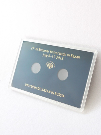 Буклет для хранения монет «XXVII Всемирная летняя Универсиада 2013 года в г. Казани», (русско-английский текст), Вид 3 (в пластике)