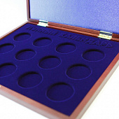 Футляр деревянный Volterra Uno (304х244х31 мм) для иностранных монет серии «Лунный календарь» (диаметр капсулы 44 мм). Вид 1