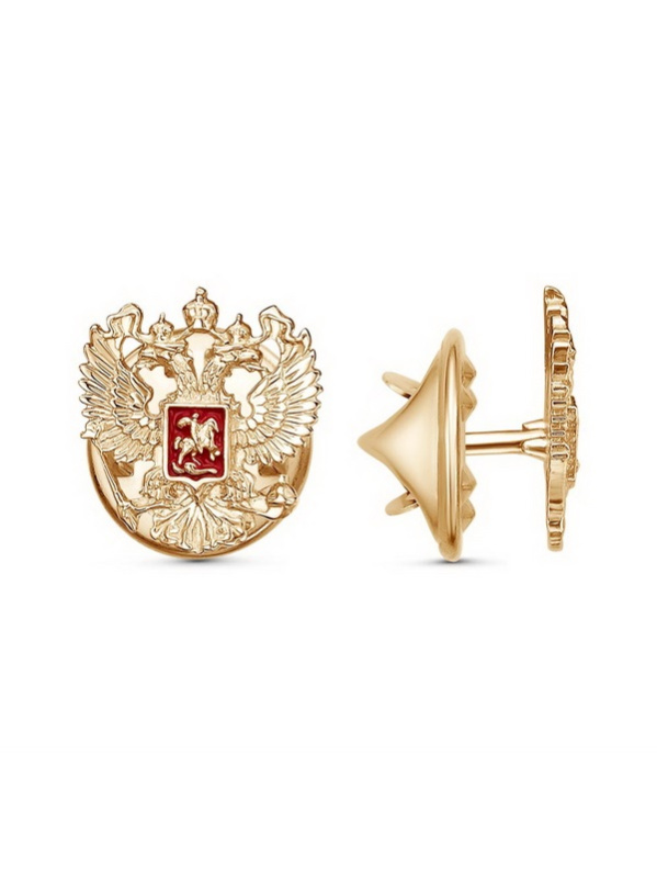 Значок Герб РФ, малый, золочение, цанга