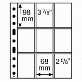Листы-обложки GRANDE SH312-3/3C (242х312 мм) из тонкого прозрачного пластика на 9 ячеек (68х98 мм). Упаковка из 10 листов. Leuchtturm, 358077/10