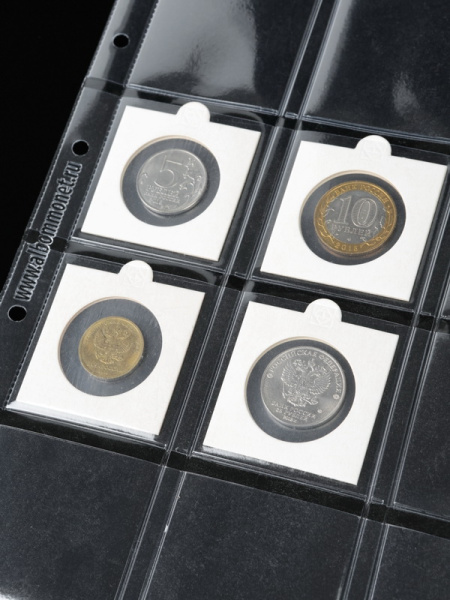 Лист формата ОПТИМА (Россия) (202х250 мм) из прозрачного пластика на 12 ячеек (50х50 мм). Standart. Albommonet, ЛХ12