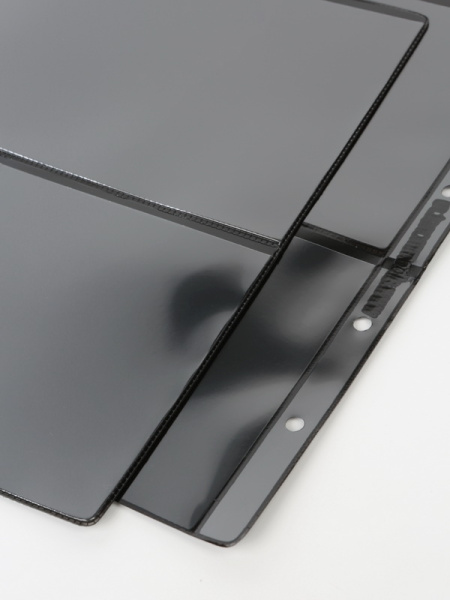 Лист-обложка ОПТИМА (Россия) (202х251 мм) с чёрной основой на 2 ячейки (180х114 мм). Двусторонний. Albommonet, ЛБЧ2