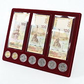 Планшет S (234х296х12 мм) посвящённый Крыму (для 3 банкнот в чехлах и 7 монет в капсулах Leuchtturm)